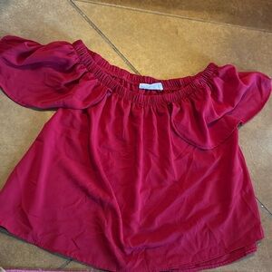 deep red off the shoulder top